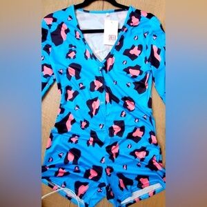 Bodycon long sleeve leopard print romper